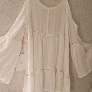 Haute Society Cream Blouse with Lace Accents
